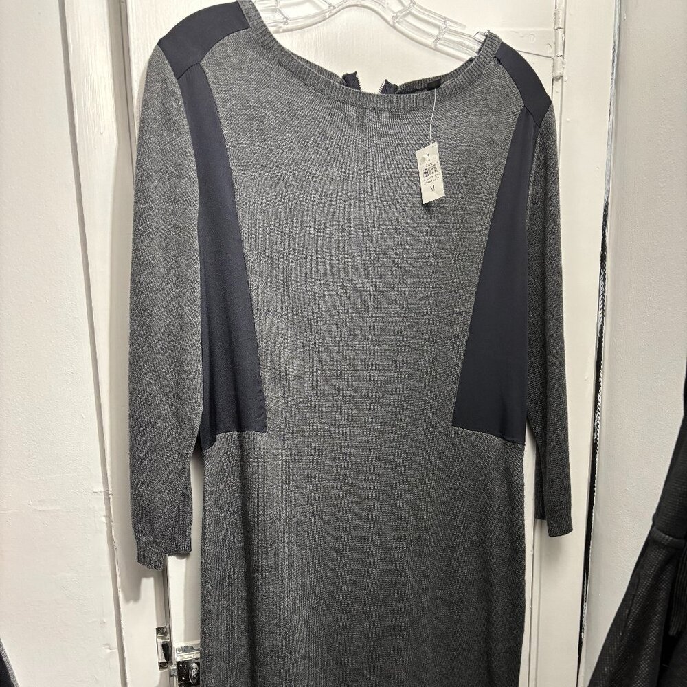 nwt Ann Taylor mixed media 3/4 sleeve sweater dress gray colorblock in medium